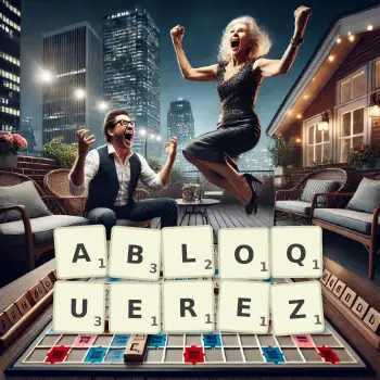 Illustration créative d'un jeu de lettres avec le mot ABLOQUEREZ épelé sur le plateau.