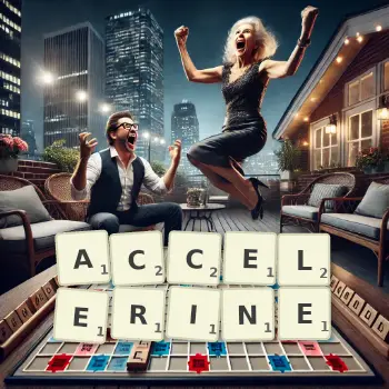 Illustration créative d'un jeu de lettres avec le mot ACCELERINE épelé sur le plateau.