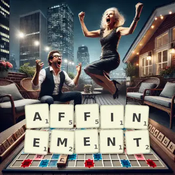 Illustration créative d'un jeu de lettres avec le mot AFFINEMENT épelé sur le plateau.