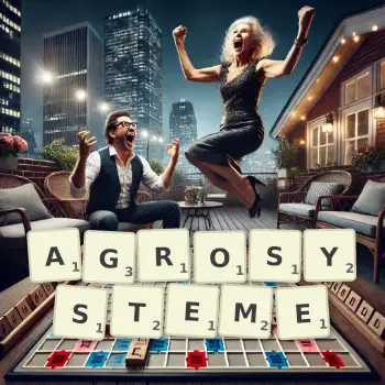 Illustration créative d'un jeu de lettres avec le mot AGROSYSTEME épelé sur le plateau.