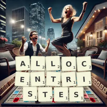 Illustration créative d'un jeu de lettres avec le mot ALLOCENTRISTES épelé sur le plateau.