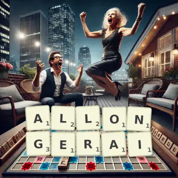 Illustration créative d'un jeu de lettres avec le mot ALLONGERAI épelé sur le plateau.