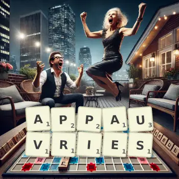 Illustration créative d'un jeu de lettres avec le mot APPAUVRIES épelé sur le plateau.