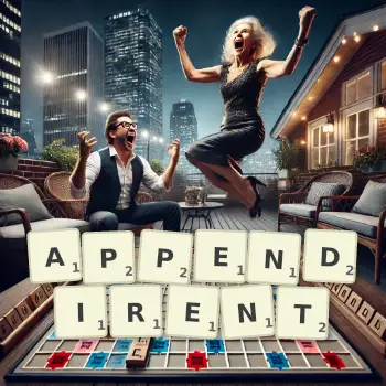 Illustration créative d'un jeu de lettres avec le mot APPENDIRENT épelé sur le plateau.