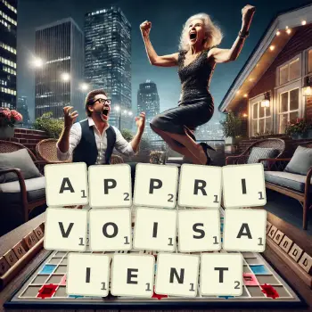 Illustration créative d'un jeu de lettres avec le mot APPRIVOISAIENT épelé sur le plateau.