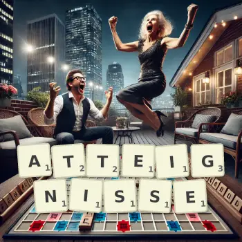 Illustration créative d'un jeu de lettres avec le mot ATTEIGNISSE épelé sur le plateau.