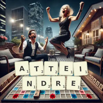 Illustration créative d'un jeu de lettres avec le mot ATTEINDRE épelé sur le plateau.