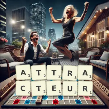 Illustration créative d'un jeu de lettres avec le mot ATTRACTEUR épelé sur le plateau.