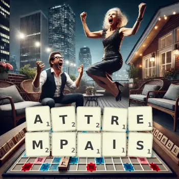 Illustration créative d'un jeu de lettres avec le mot ATTREMPAIS épelé sur le plateau.