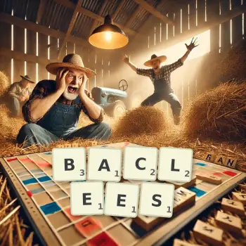 Illustration créative d'un jeu de lettres avec le mot BACLEES épelé sur le plateau.