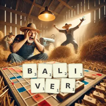 Illustration créative d'un jeu de lettres avec le mot BALIVER épelé sur le plateau.