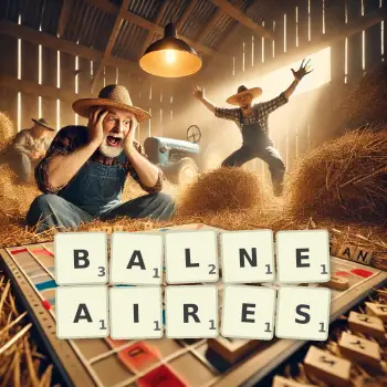 Illustration créative d'un jeu de lettres avec le mot BALNEAIRES épelé sur le plateau.