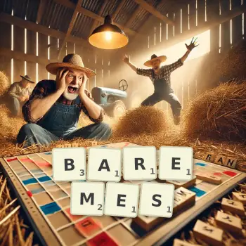 Illustration créative d'un jeu de lettres avec le mot BAREMES épelé sur le plateau.