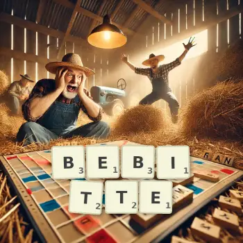 Illustration créative d'un jeu de lettres avec le mot BEBITTE épelé sur le plateau.