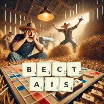 Illustration créative d'un jeu de lettres avec le mot BECTAIS épelé sur le plateau.