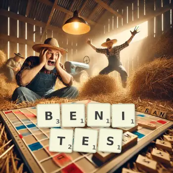 Illustration créative d'un jeu de lettres avec le mot BENITES épelé sur le plateau.
