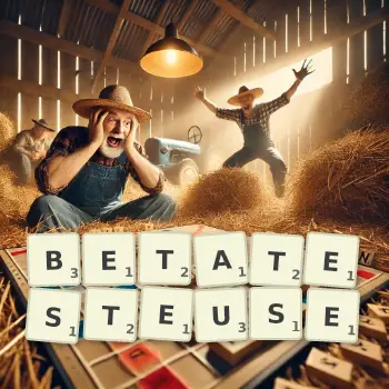 Illustration créative d'un jeu de lettres avec le mot BETATESTEUSE épelé sur le plateau.