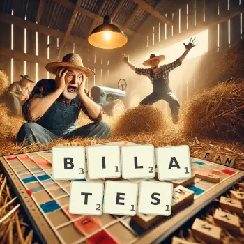 Illustration créative d'un jeu de lettres avec le mot BILATES épelé sur le plateau.