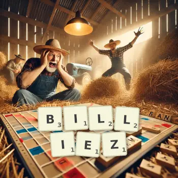 Illustration créative d'un jeu de lettres avec le mot BILLIEZ épelé sur le plateau.