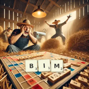 Illustration créative d'un jeu de lettres avec le mot BIM épelé sur le plateau.