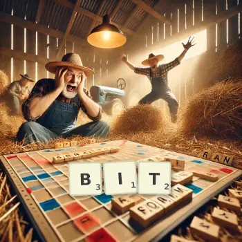 Illustration créative d'un jeu de lettres avec le mot BIT épelé sur le plateau.