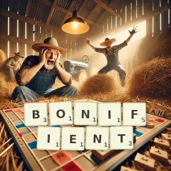 Illustration créative d'un jeu de lettres avec le mot BONIFIENT épelé sur le plateau.