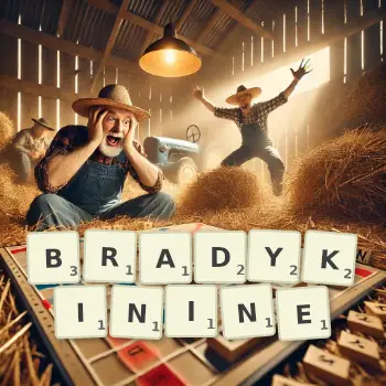 Illustration créative d'un jeu de lettres avec le mot BRADYKININE épelé sur le plateau.