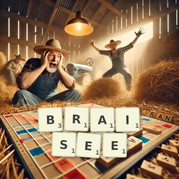 Illustration créative d'un jeu de lettres avec le mot BRAISEE épelé sur le plateau.
