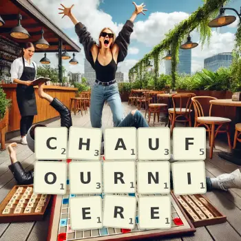 Illustration créative d'un jeu de lettres avec le mot CHAUFOURNIERE épelé sur le plateau.