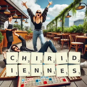 Illustration créative d'un jeu de lettres avec le mot CHIRIDIENNES épelé sur le plateau.