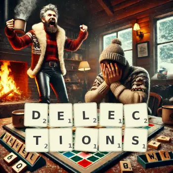Illustration créative d'un jeu de lettres avec le mot DELECTIONS épelé sur le plateau.