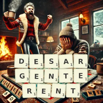 Illustration créative d'un jeu de lettres avec le mot DESARGENTERENT épelé sur le plateau.