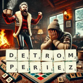 Illustration créative d'un jeu de lettres avec le mot DETROMPERIEZ épelé sur le plateau.