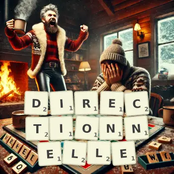 Illustration créative d'un jeu de lettres avec le mot DIRECTIONNELLE épelé sur le plateau.