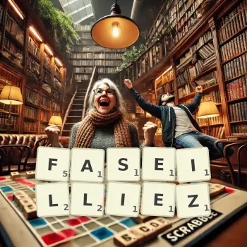 Illustration créative d'un jeu de lettres avec le mot FASEILLIEZ épelé sur le plateau.