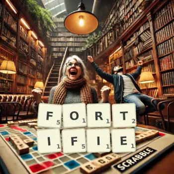 Illustration créative d'un jeu de lettres avec le mot FORTIFIE épelé sur le plateau.