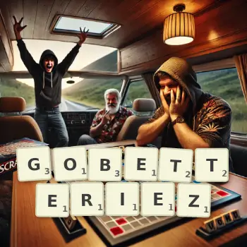 Illustration créative d'un jeu de lettres avec le mot GOBETTERIEZ épelé sur le plateau.