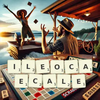 Illustration créative d'un jeu de lettres avec le mot ILEOCAECALE épelé sur le plateau.
