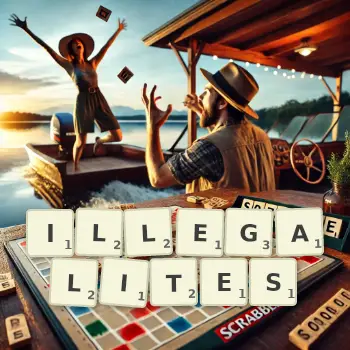 Illustration créative d'un jeu de lettres avec le mot ILLEGALITES épelé sur le plateau.