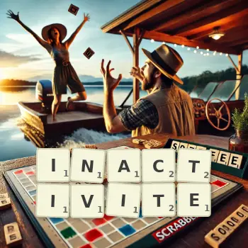 Illustration créative d'un jeu de lettres avec le mot INACTIVITE épelé sur le plateau.