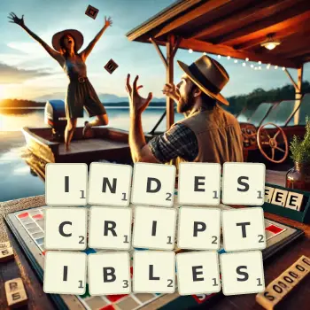 Illustration créative d'un jeu de lettres avec le mot INDESCRIPTIBLES épelé sur le plateau.