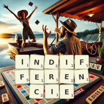 Illustration créative d'un jeu de lettres avec le mot INDIFFERENCIE épelé sur le plateau.