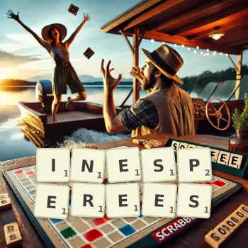 Illustration créative d'un jeu de lettres avec le mot INESPEREES épelé sur le plateau.