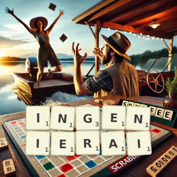 Illustration créative d'un jeu de lettres avec le mot INGENIERAI épelé sur le plateau.