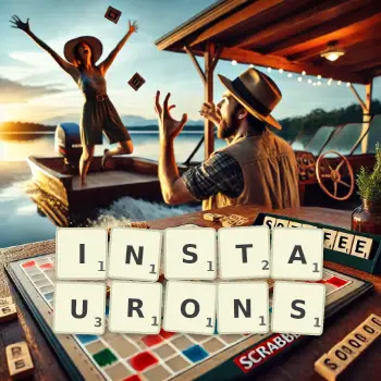 Illustration créative d'un jeu de lettres avec le mot INSTAURONS épelé sur le plateau.