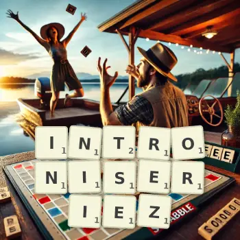 Illustration créative d'un jeu de lettres avec le mot INTRONISERIEZ épelé sur le plateau.