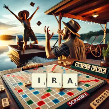Illustration créative d'un jeu de lettres avec le mot IRA épelé sur le plateau.