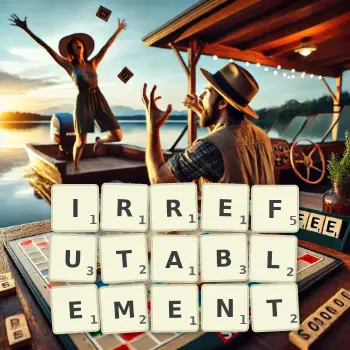 Illustration créative d'un jeu de lettres avec le mot IRREFUTABLEMENT épelé sur le plateau.