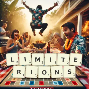 Illustration créative d'un jeu de lettres avec le mot LIMITERIONS épelé sur le plateau.