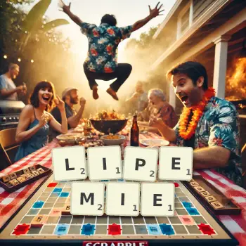 Illustration créative d'un jeu de lettres avec le mot LIPEMIE épelé sur le plateau.